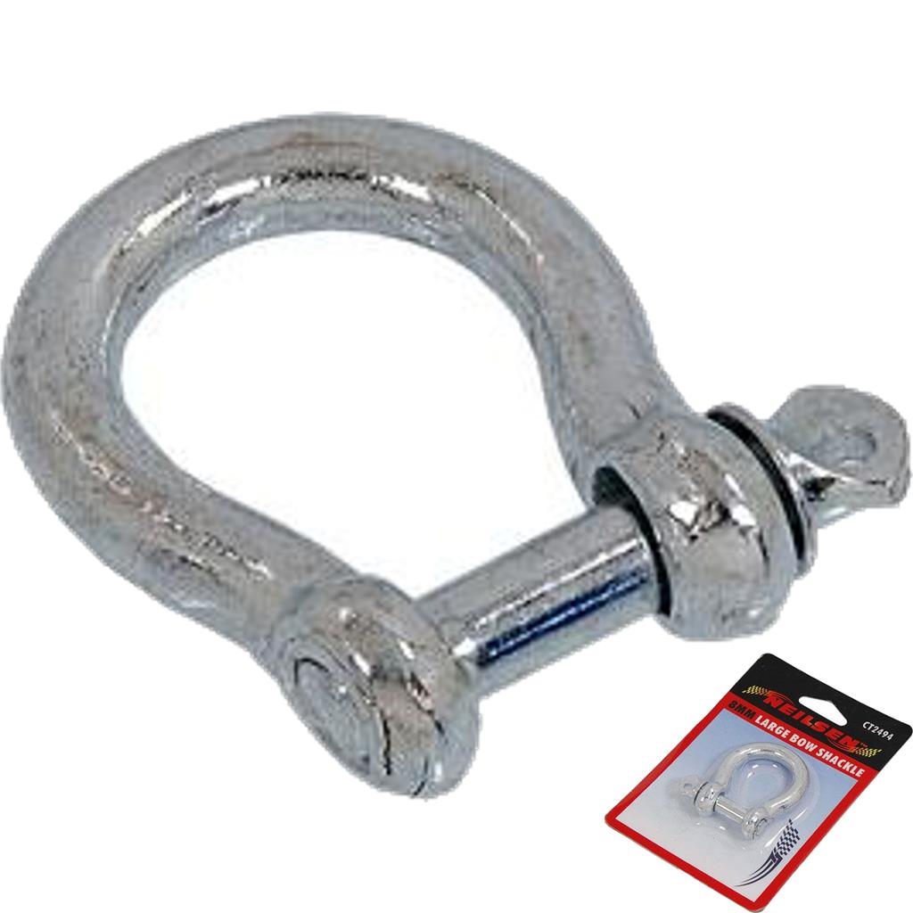Neilsen Large Galvanised Steel Lifting Towing Bow Dee D Link Shackles 8mm Neilsen Large Galvanised Steel Lifting Towing Bow Dee D Link Shackles 8mm