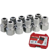 Neilsen 10pc Bmw Wheel Locking Nut Key Spline Removal Socket Set Tamper Proof