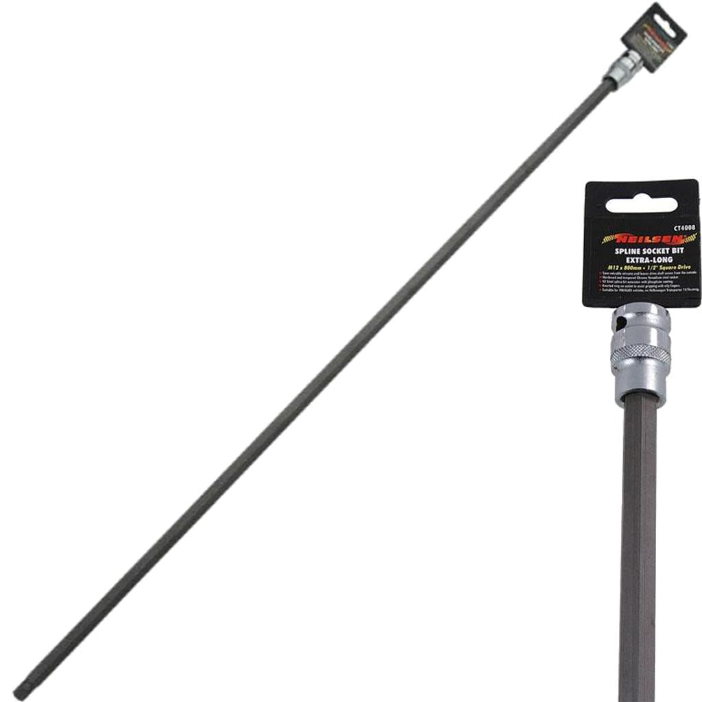 Neilsen Extra Long Spline Socket Bit M12 X 800mm 1/2" Drive Socket Tool Neilsen Extra Long Spline Socket Bit M12 X 800mm 1/2" Drive Socket Tool