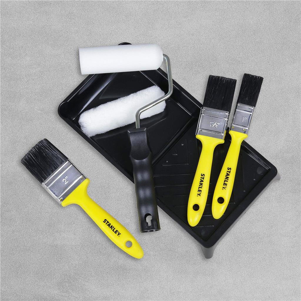 Stanley Mini Paint Roller Frame Sleeves Brushes Tray Decorating Hobby Set Stanley Mini Paint Roller Frame Sleeves Brushes Tray Decorating Hobby Set
