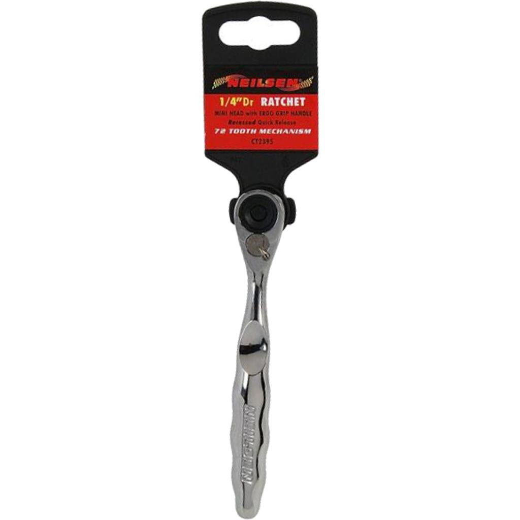 Neilsen Socket Reversible Mini Stubby Head Ratchet Handle Quick Release 1/4" 72T Neilsen Socket Reversible Mini Stubby Head Ratchet Handle Quick Release 1/4" 72T