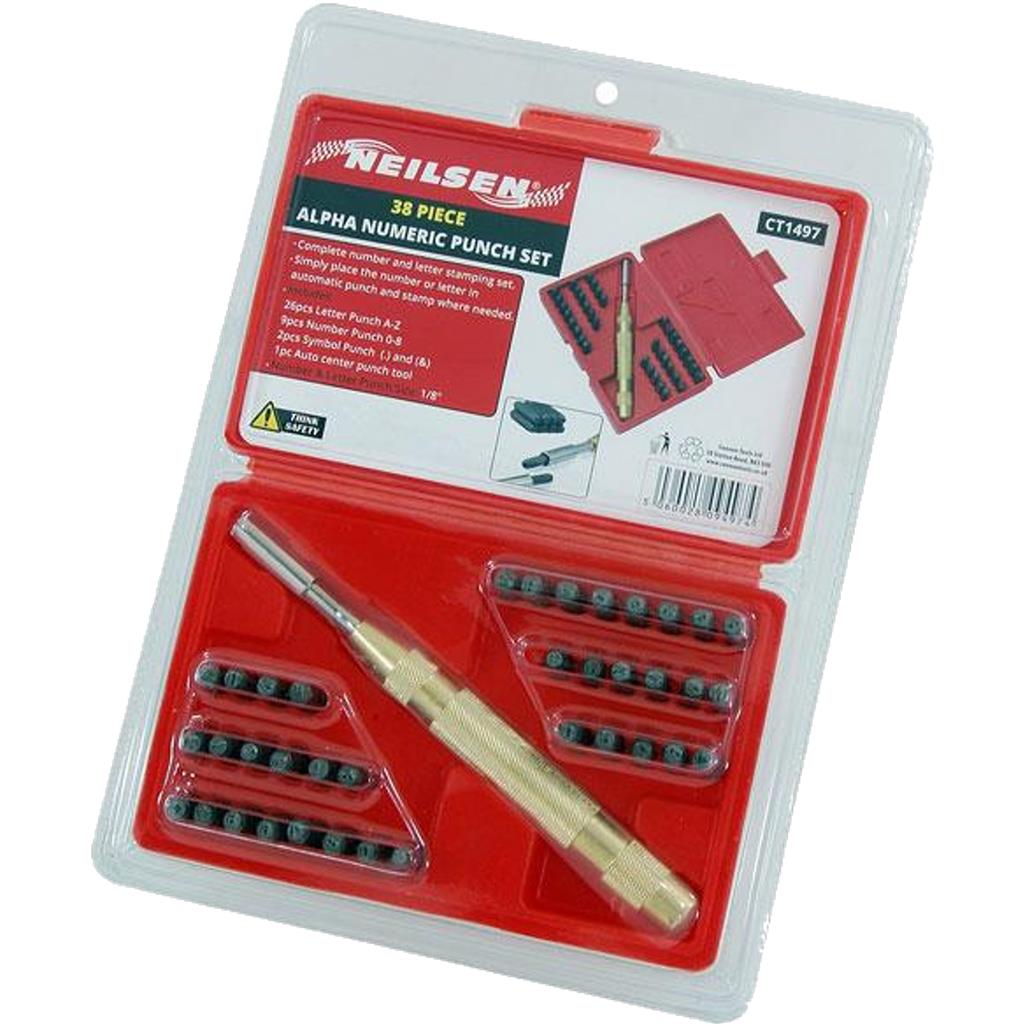Neilsen Number Alphabet Letter Symbol Automatic Punch Set 38pc 1/8" Craft Neilsen Number Alphabet Letter Symbol Automatic Punch Set 38pc 1/8" Craft
