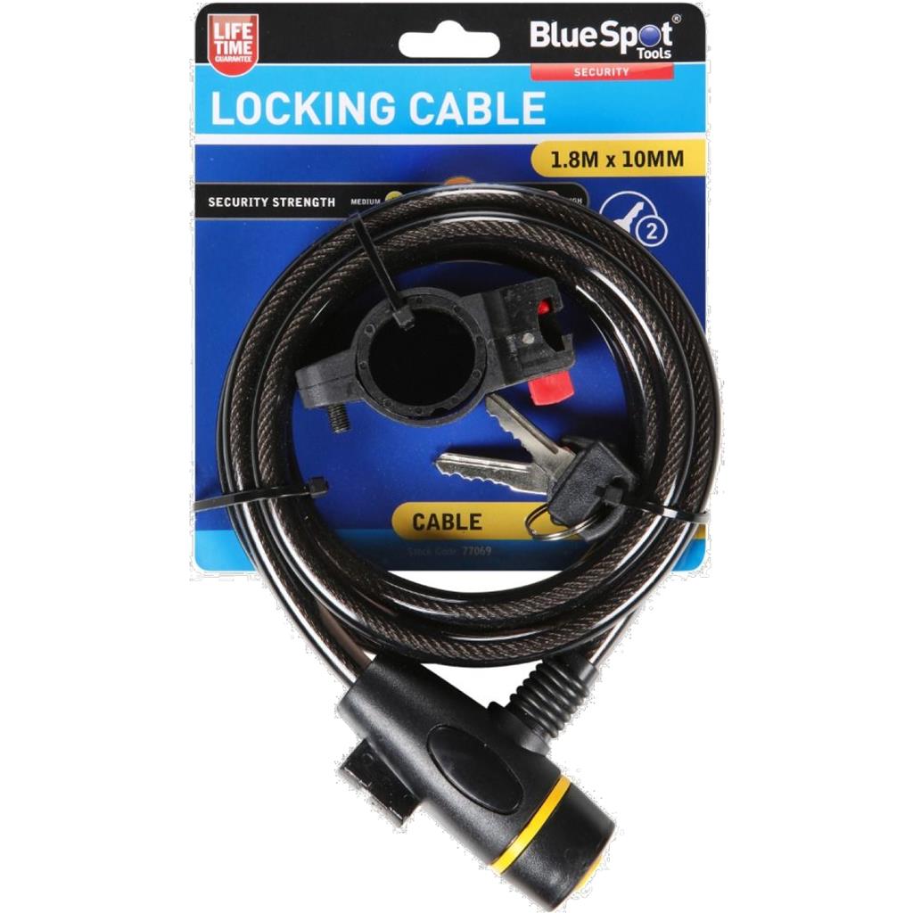 BlueSpot Bicycle Cycle Keyed Security Spiral Steel Cable Locking Lock 1.8M BlueSpot Bicycle Cycle Keyed Security Spiral Steel Cable Locking Lock 1.8M