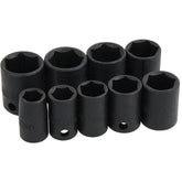 Neilsen 9pc 3/8" Metric Shallow Impact Sockets 10mm - 19mm Set With Rail