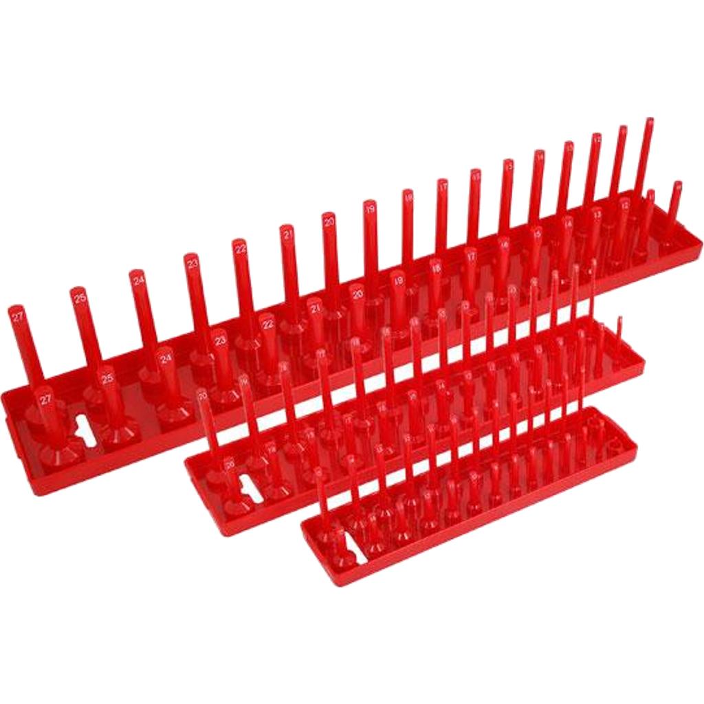 Neilsen 3pc Socket Stand Tray Rack Storage Rail Holder 1/2" 3/8" 1/4" Sockets Neilsen 3pc Socket Stand Tray Rack Storage Rail Holder 1/2" 3/8" 1/4" Sockets