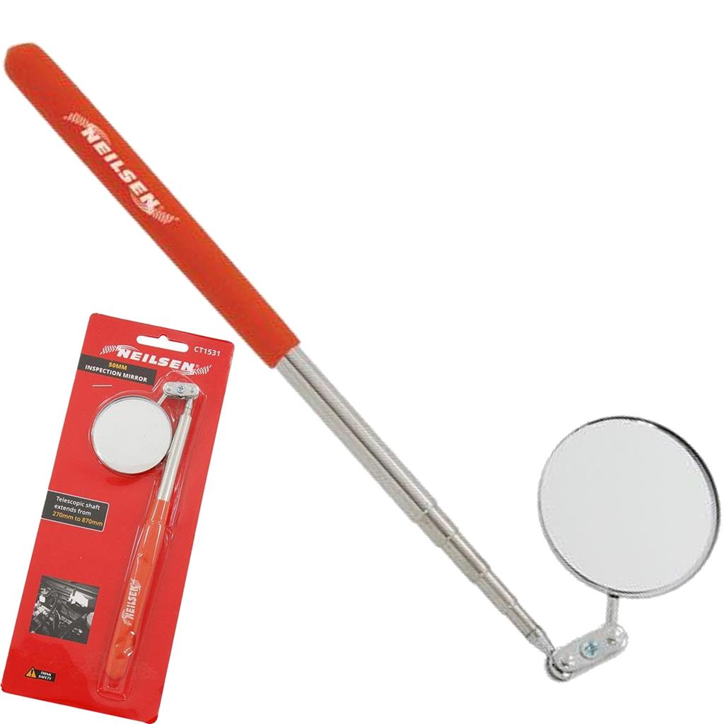 Neilsen Mechanics Inspection Mirror Telescopic Extending Circle 270-870mm Neilsen Mechanics Inspection Mirror Telescopic Extending Circle 270-870mm