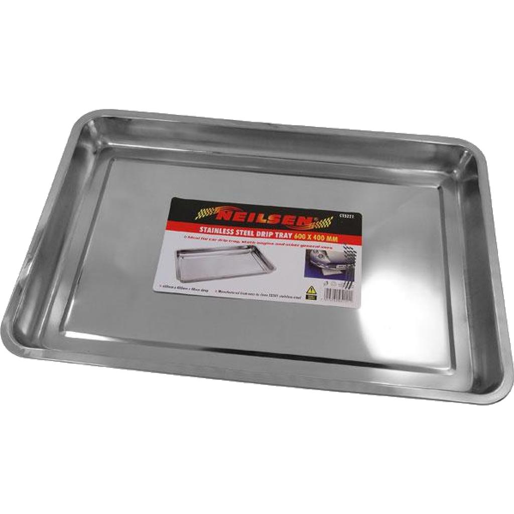 Neilsen Low Profile Stainless Steel Car Drip Tray Engine Oil Fluid 600mm x 400mm Neilsen Low Profile Stainless Steel Car Drip Tray Engine Oil Fluid 600mm x 400mm