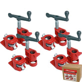 Neilsen 4pc Professional Wood Gluing Pipe Clamp Woodworking Cast Iron 3/4" Set