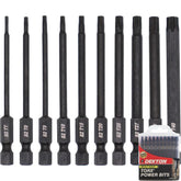 Dekton 10pc Torx S2 Steel Impact Drill Drive Power Bits 75mm Long Bit T10 - T40