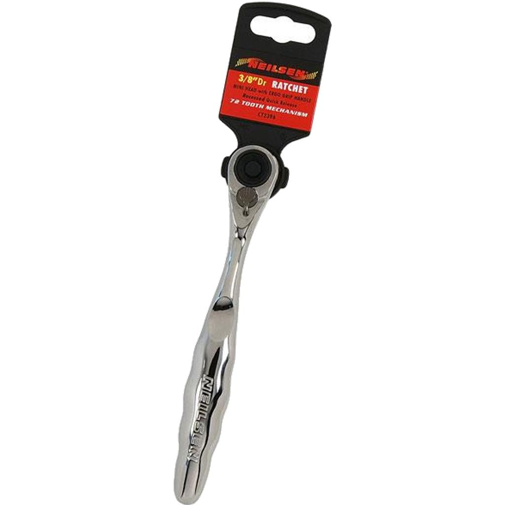 Neilsen Socket Reversible Mini Stubby Head Ratchet Handle Quick Release 3/8" 72T Neilsen Socket Reversible Mini Stubby Head Ratchet Handle Quick Release 3/8" 72T