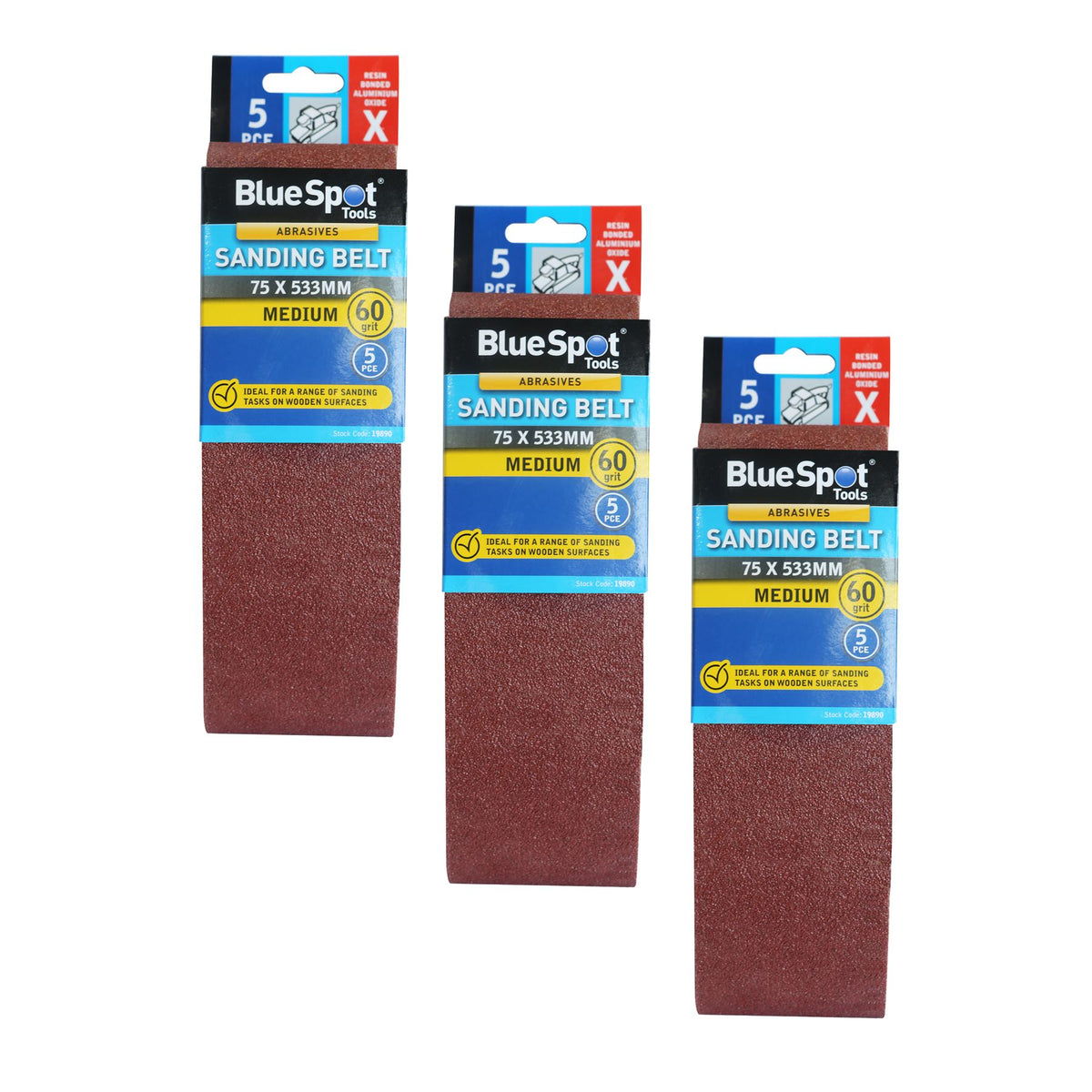 Bluespot Sanding Belts Assorted Grit Paint Removal Belt Sander 75mm X 533mm