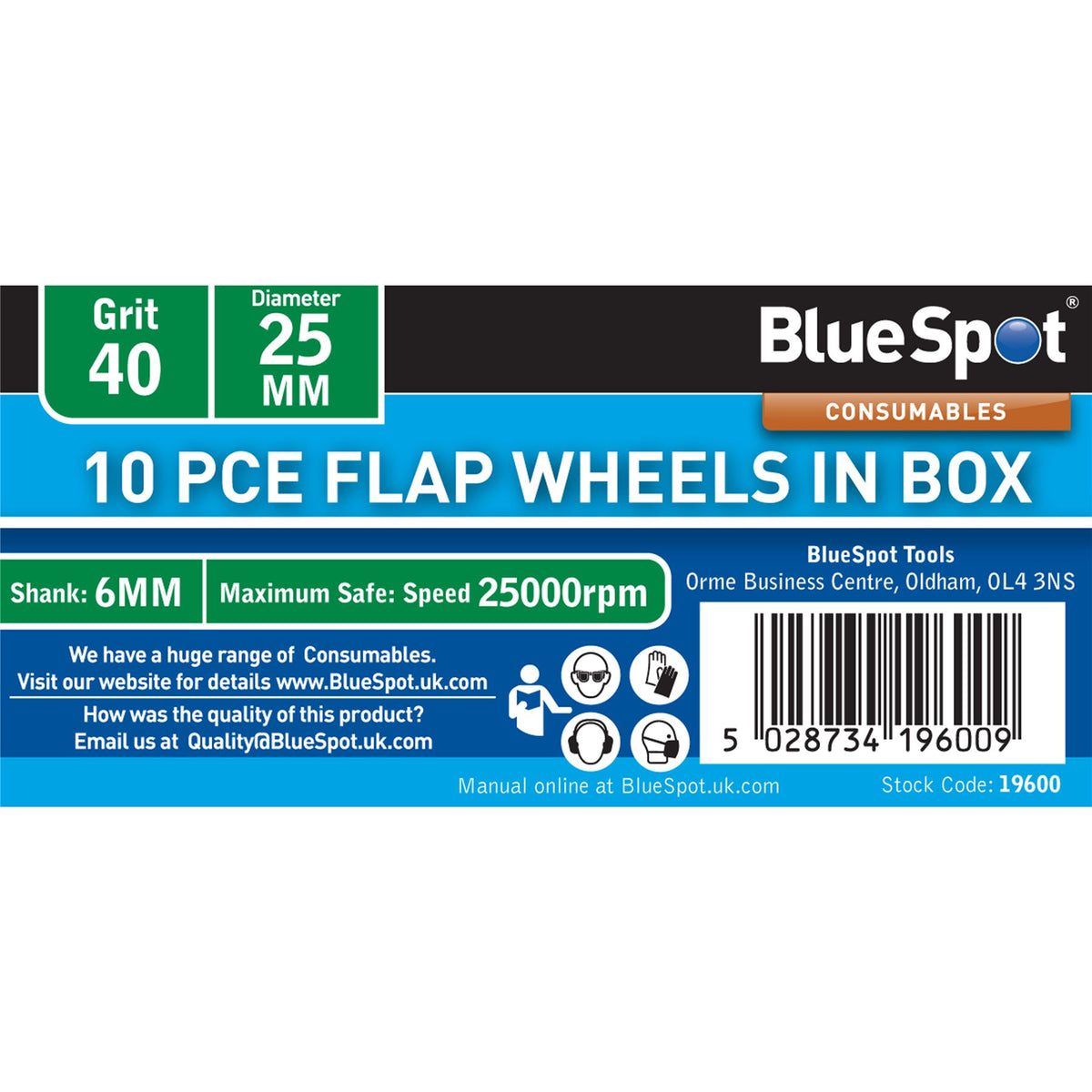 BlueSpot 10pc Sanding Flap Wheel Disc Set For Drill 40 60 80 120 Grit Wood Metal