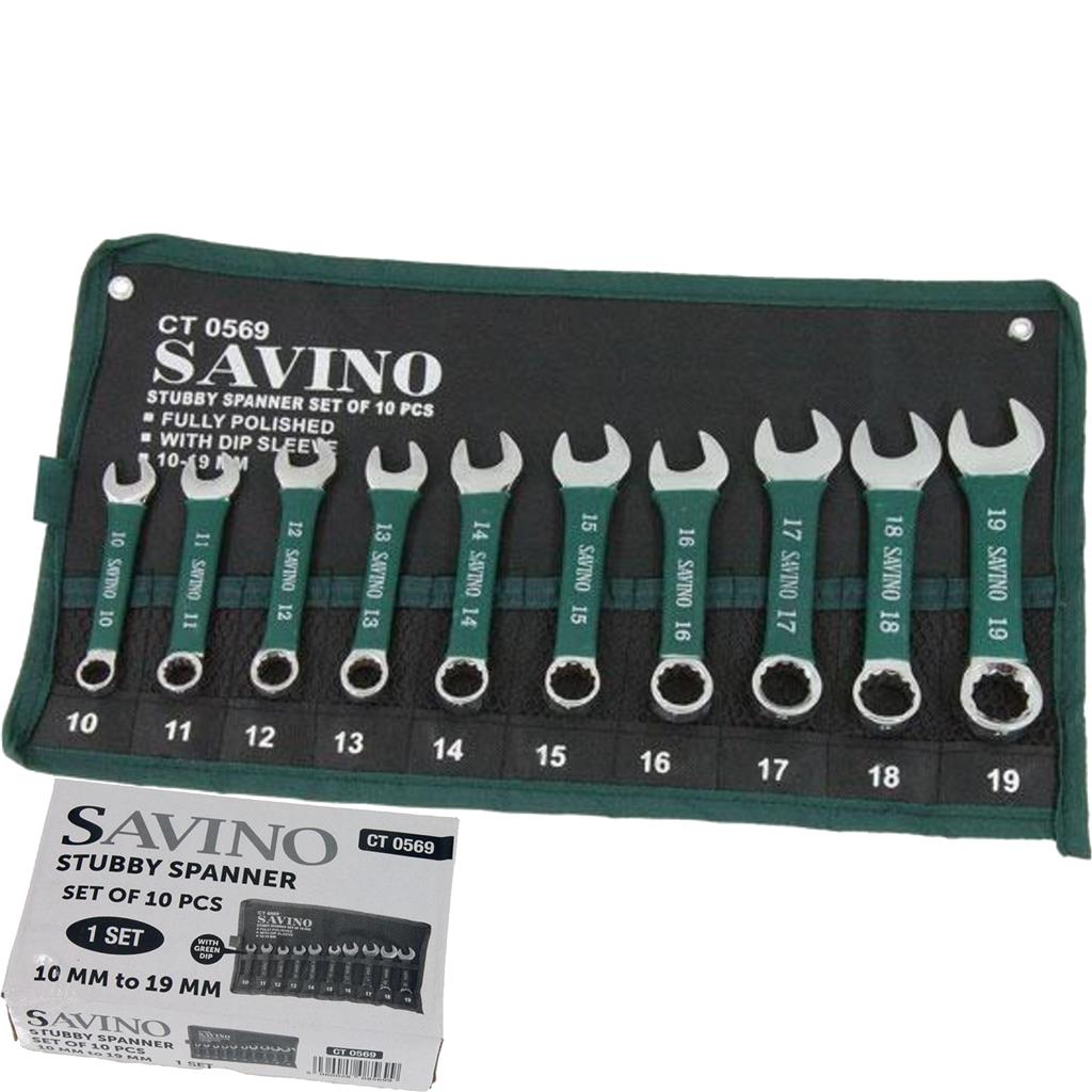 Savino 10pc Stubby Metric Combination Spanner Wrench Set 10mm - 19mm