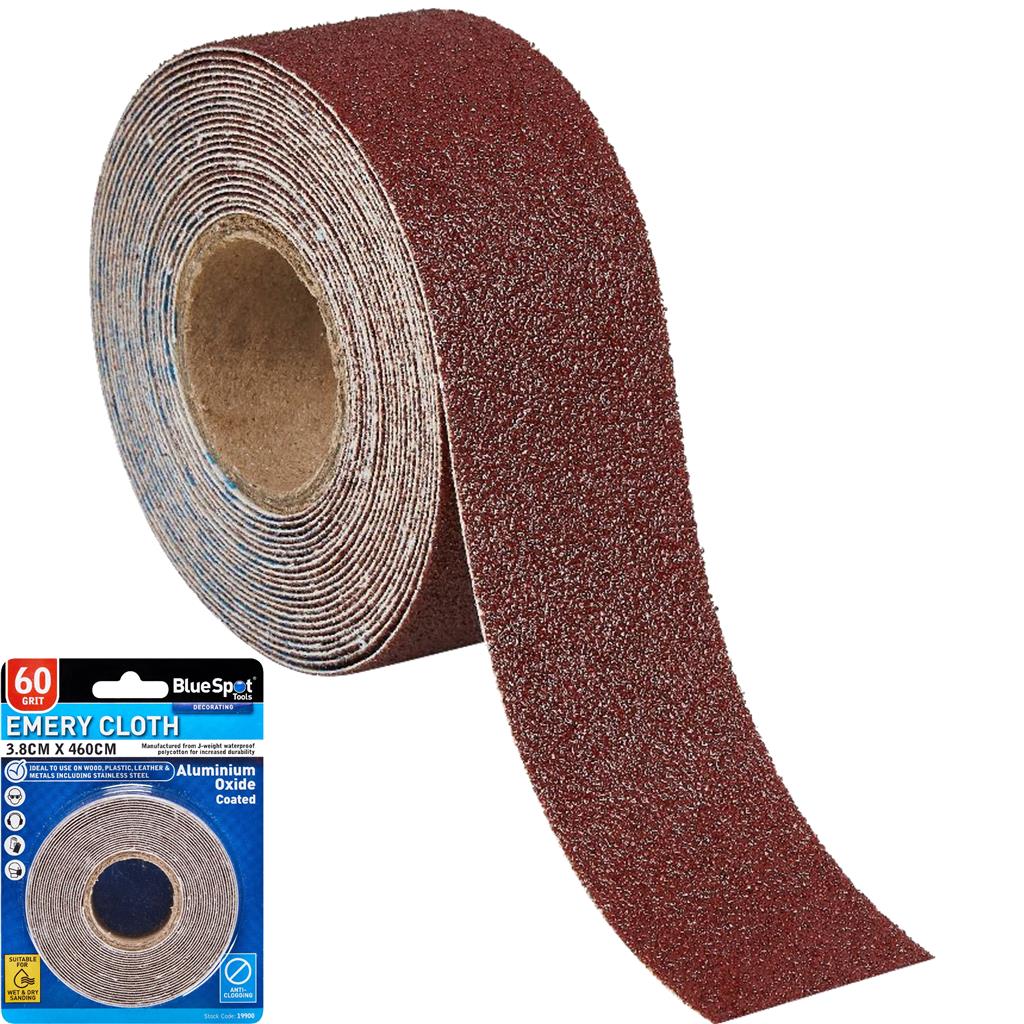 BlueSpot Wet And Dry Emery Cloth Abrasive Sandpaper 3.8cm x 460cm 60 Grit
