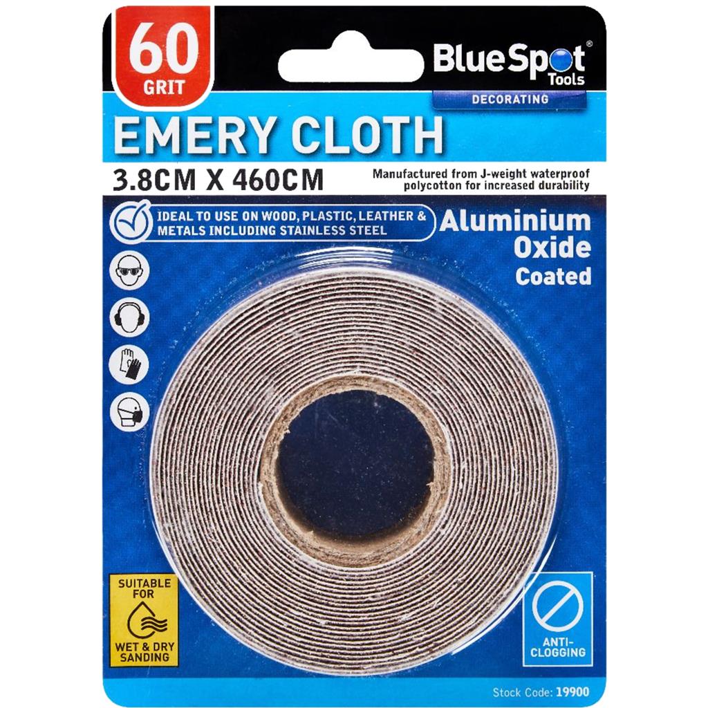 BlueSpot Wet And Dry Emery Cloth Abrasive Sandpaper 3.8cm x 460cm 60 Grit