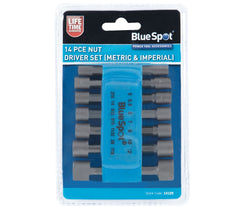 BlueSpot 14Pc Nut Driver Set For Drill Driver Socket Nuts Hex Bolts Screws 14109