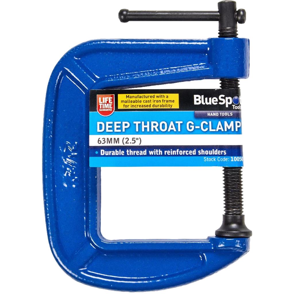 BlueSpot Deep Throat G Clamp Cast Iron Clamp Wood Working Welding Tools 2.5"63mm