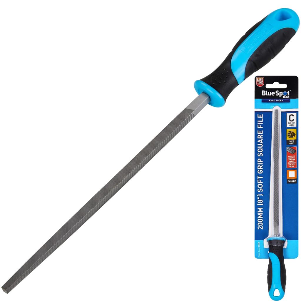 BlueSpot 200mm Square File Soft Grip Metal Wood Tool 8" Hand File DIY