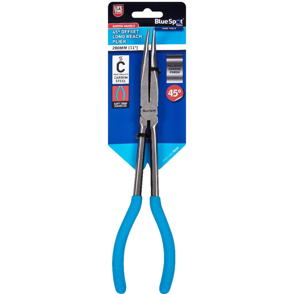 BlueSpot 280mm (11") 45º Offset Long Reach Plier Drop Forged Steel Grip Handle