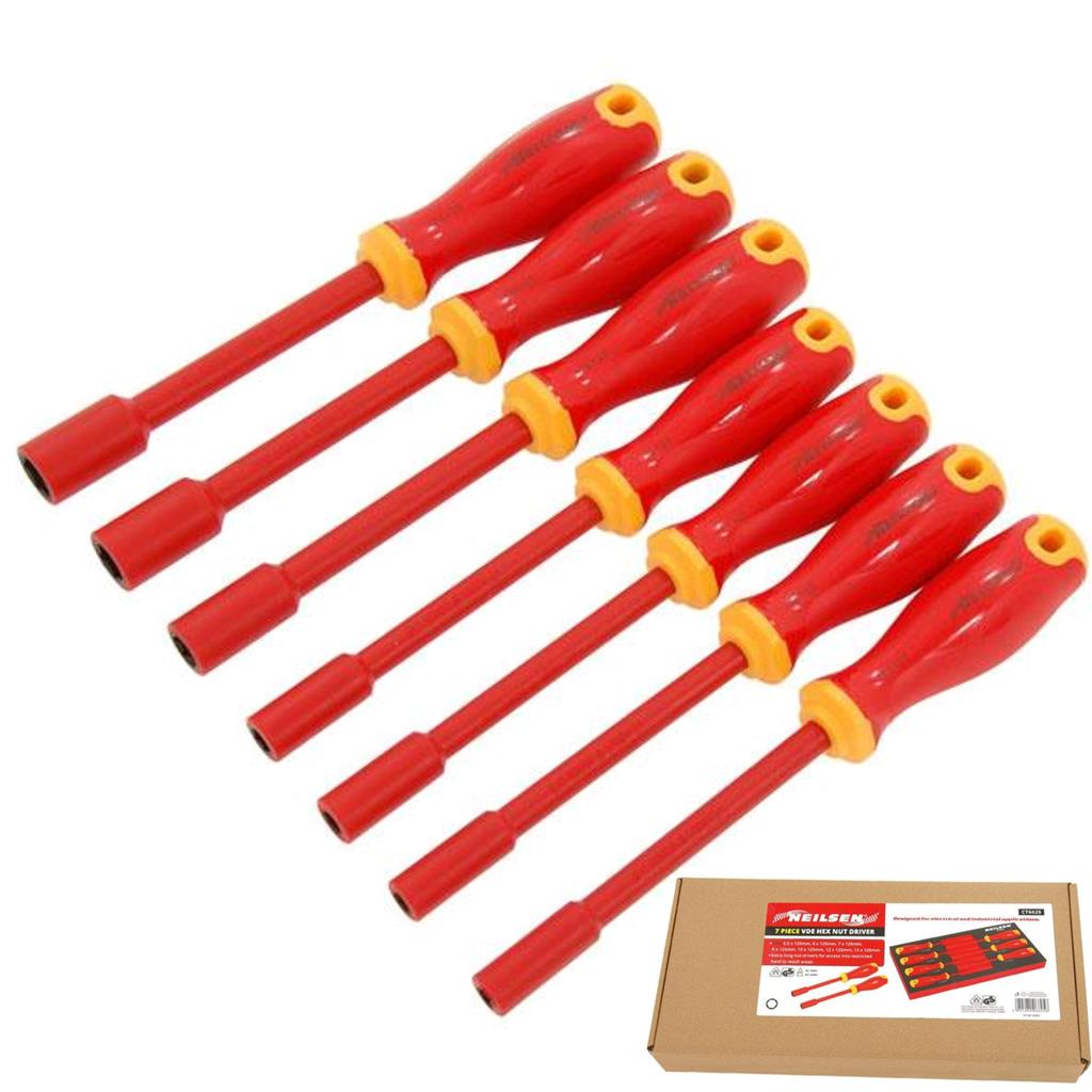 Neilsen 7pc Vde Hex Nut Driver Insulated Electrical Tool Screwdriver 5.5mm-13mm