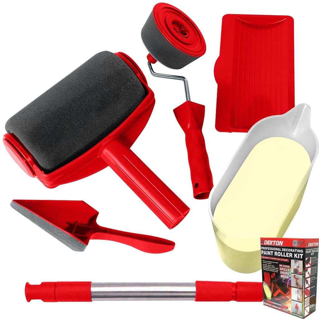 Dekton 6pc Paint Roller Runner Brush Handle Tool Decorating Kit DIY Set