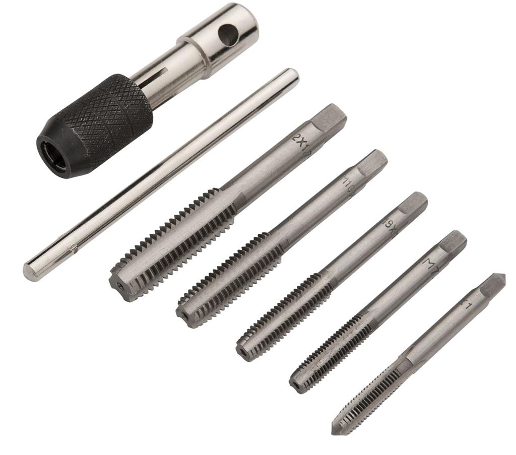 Bluespot 6pc Tap Set Chuck Set Metric  M6 M7 M8 M10 & M12 Steel Thread Cutter