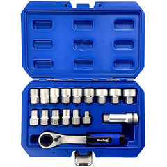 BlueSpot 17pc Drive Go Thru Multi Fit Socket Set 3/8" and 1/2" 10-24 mm