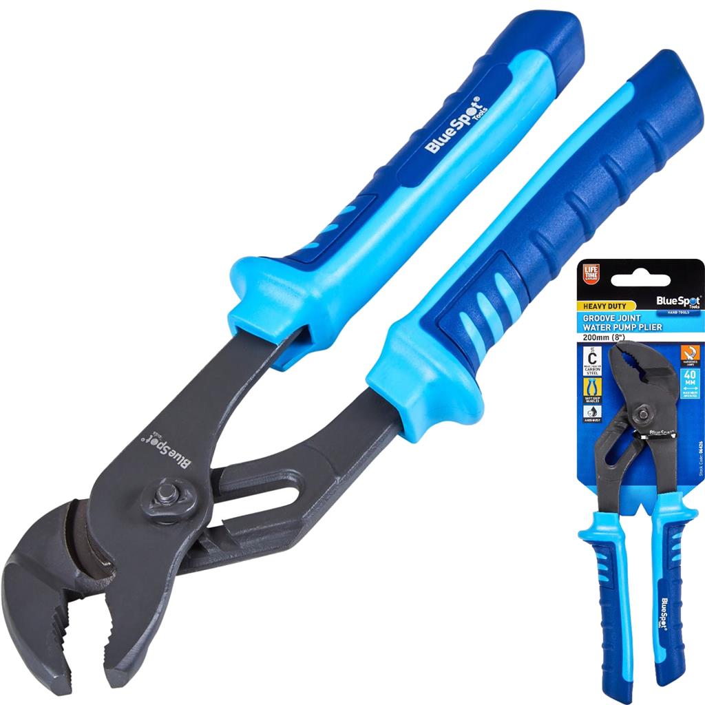 BlueSpot 8" Plumbers Water Pump Plier Groove Joint Wrench Pipe Sliding Jaw