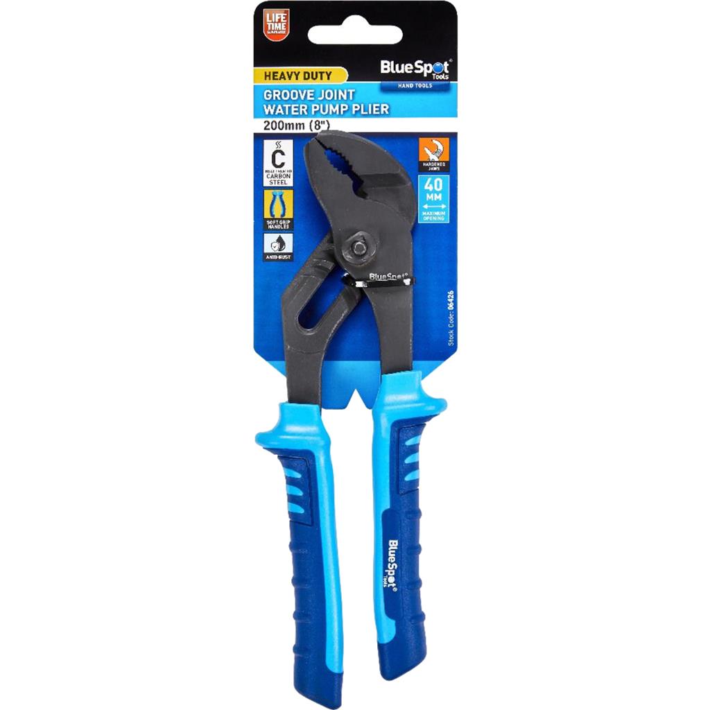BlueSpot 8" Plumbers Water Pump Plier Groove Joint Wrench Pipe Sliding Jaw