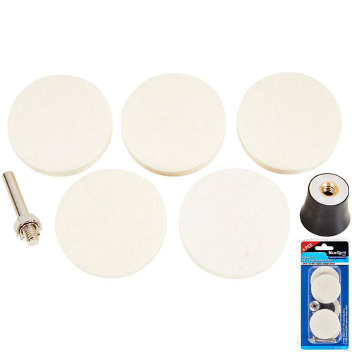 BlueSpot 6pc Felt Polishing Discs Buffing Wheel Dremel Rotary Tool Kit 50mm 2"