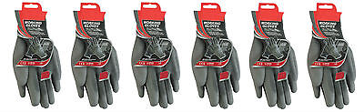 6 PAIRS OF LATEX COATED SAFETY WORK GLOVES THERMAL PU GRIP BUILDERS MECHANIC