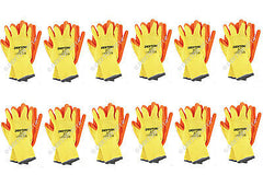 12 Pairs Work Gloves Safety Latex PU Nitrile  Black White Orange Grey Red