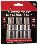 3pc TORX SOCKET SET T50 OR T40 1/2" DRIVE STAR BIT