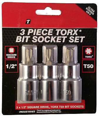 3pc TORX SOCKET SET T50 OR T40 1/2" DRIVE STAR BIT