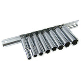 9PC 1/4" 3/8" 1/2" Deep Sockets Metric Square Drive Mechanic Tools 5.5 To 24mm