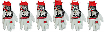 6 PAIRS OF LATEX COATED SAFETY WORK GLOVES THERMAL PU GRIP BUILDERS MECHANIC