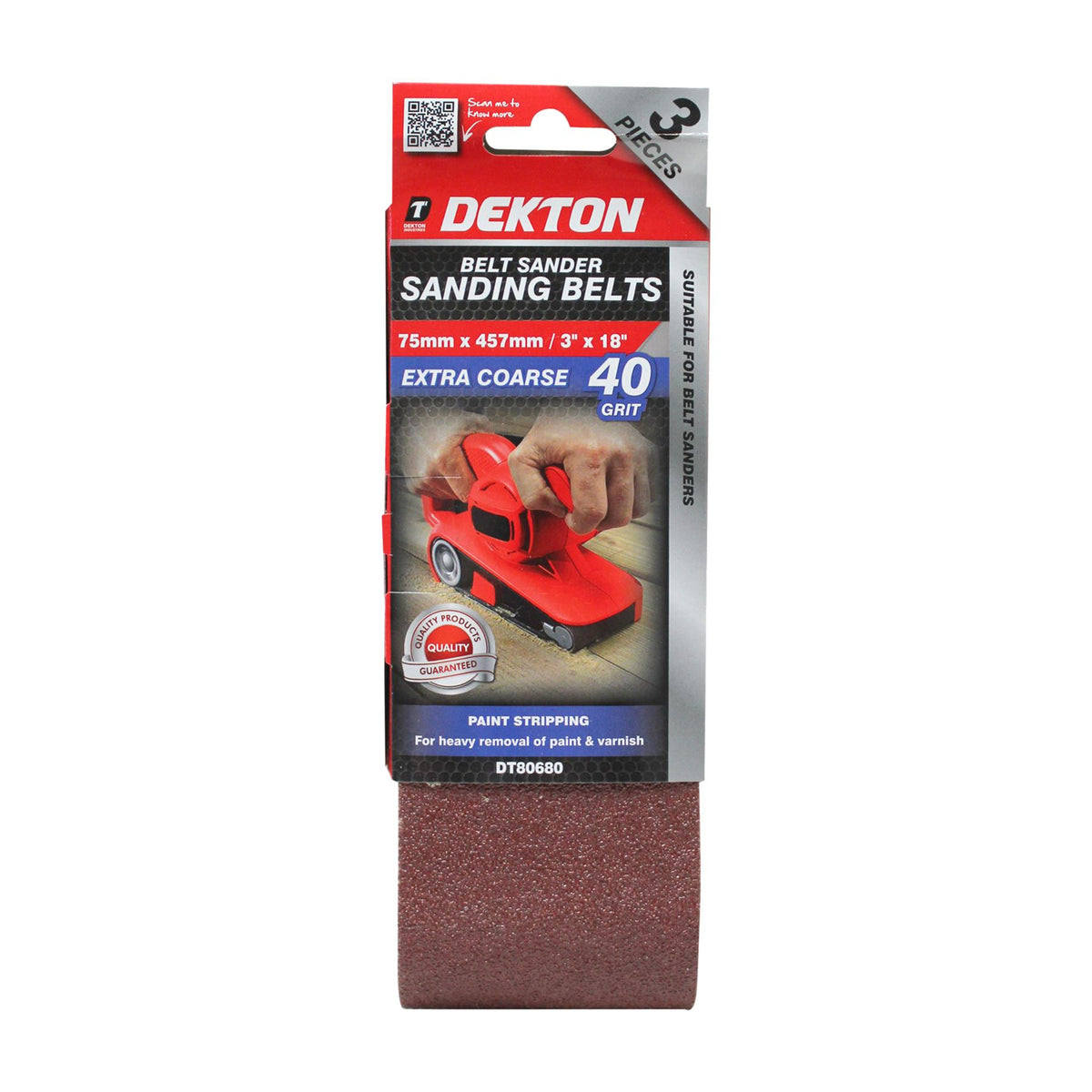 Dekton Sanding Belts 40 60 80 120 Grit Paint Removal Belt Sander 75mm X 457mm