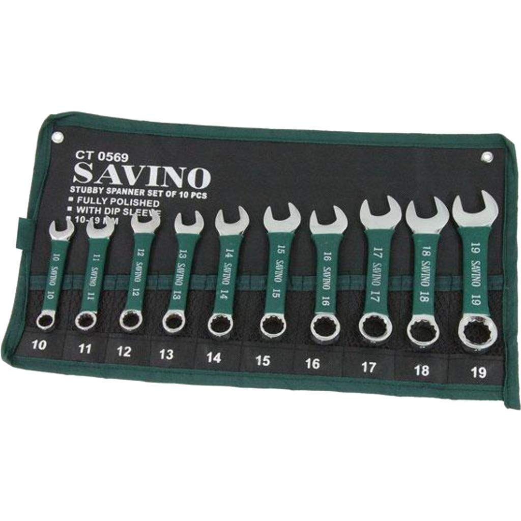 Savino 10pc Stubby Metric Combination Spanner Wrench Set 10mm - 19mm