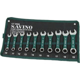 Savino 10pc Stubby Metric Combination Spanner Wrench Set 10mm - 19mm