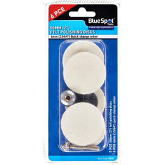 BlueSpot 6pc Felt Polishing Discs Buffing Wheel Dremel Rotary Tool Kit 50mm 2"
