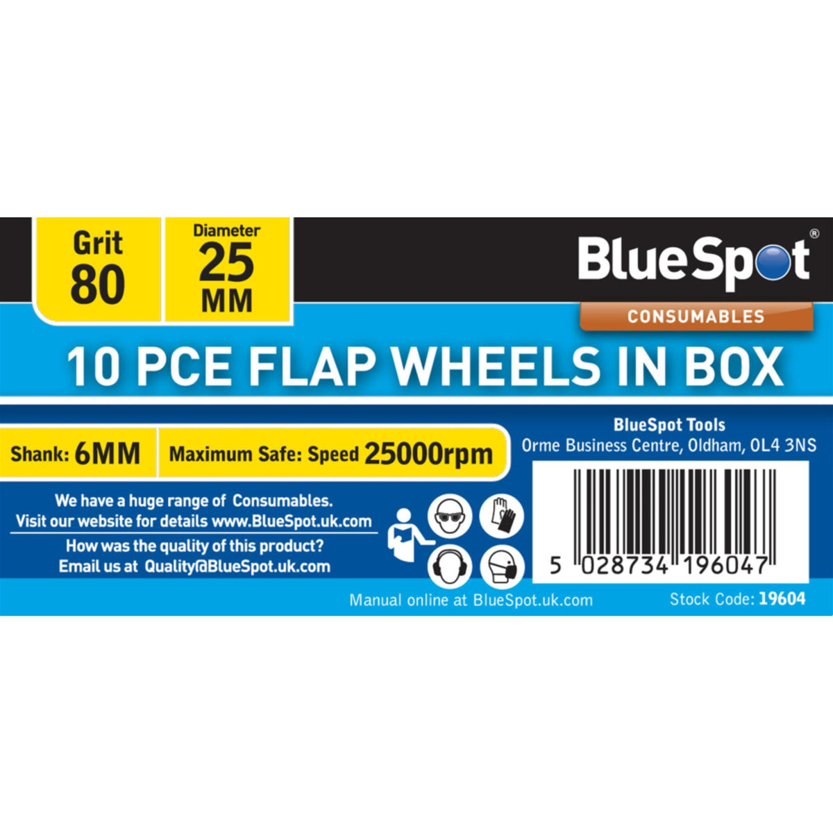 BlueSpot 10pc Sanding Flap Wheel Disc Set For Drill 40 60 80 120 Grit Wood Metal