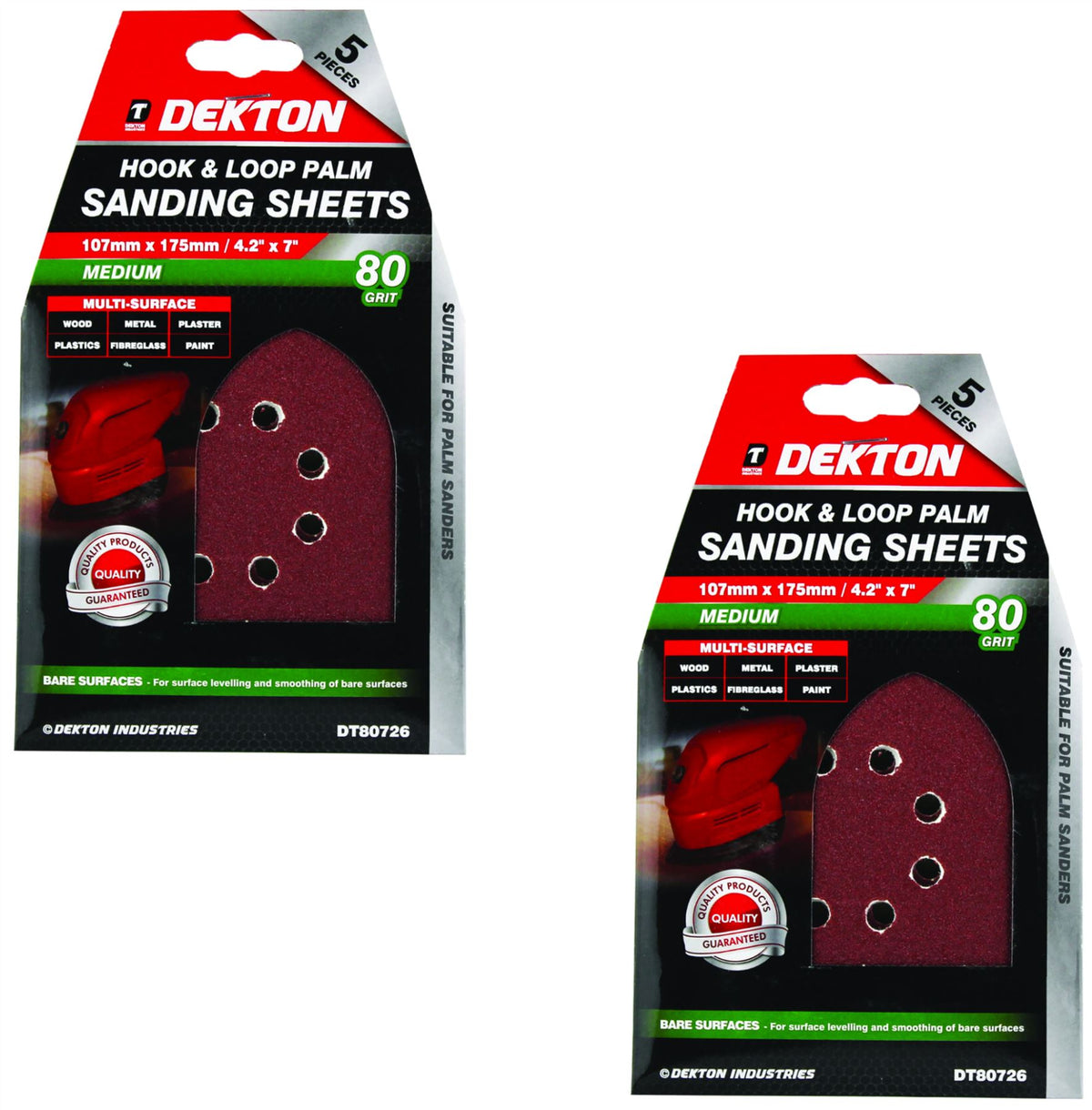 Dekton Detail Palm Sanding Pads Triangle Sheets 40 60 80 120 Or Mixed Grit 107mm