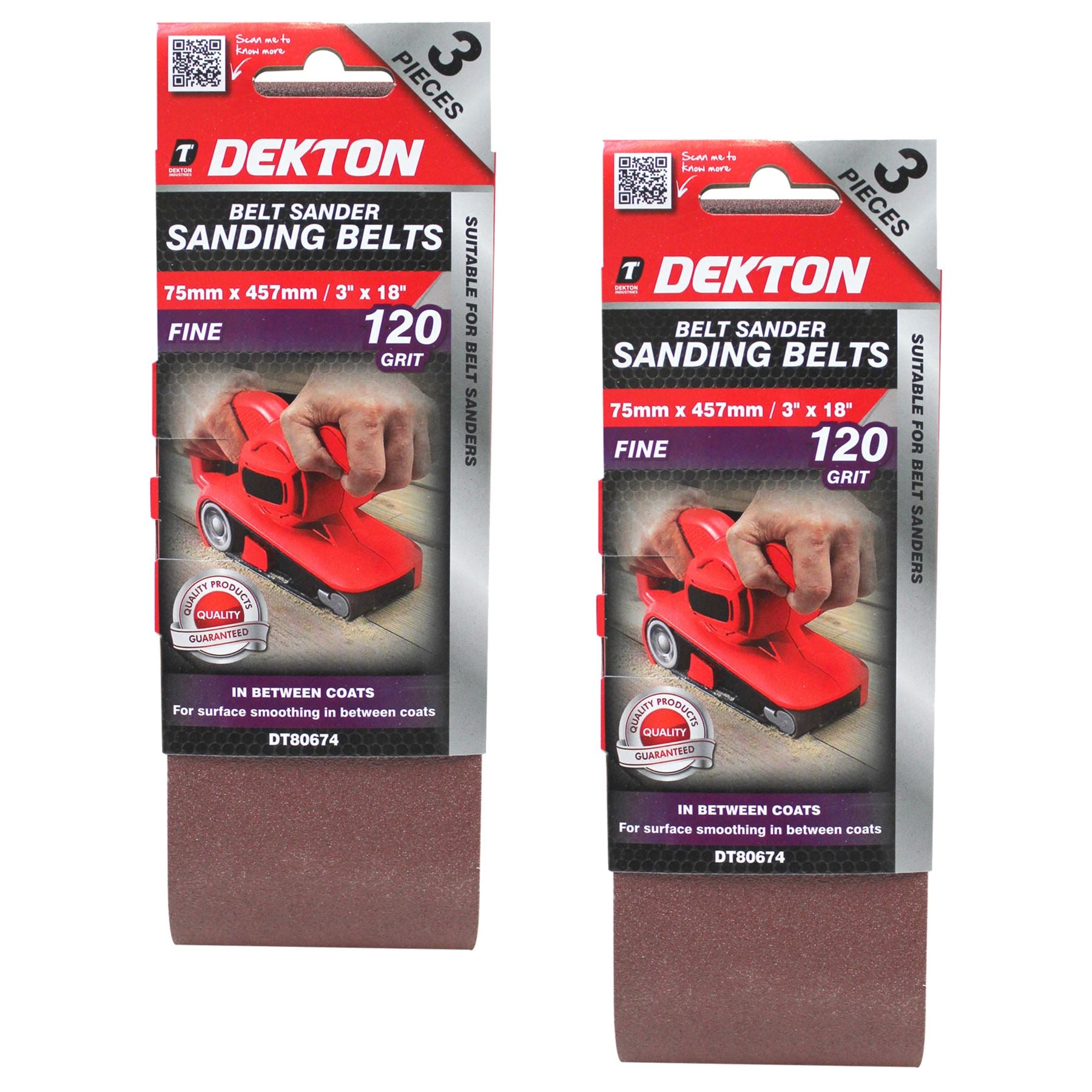 Dekton Sanding Belts 40 60 80 120 Grit Paint Removal Belt Sander 75mm X 457mm