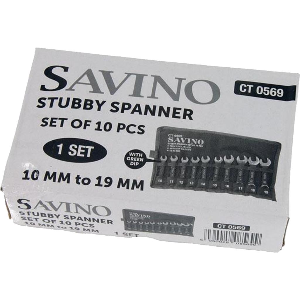 Savino 10pc Stubby Metric Combination Spanner Wrench Set 10mm - 19mm
