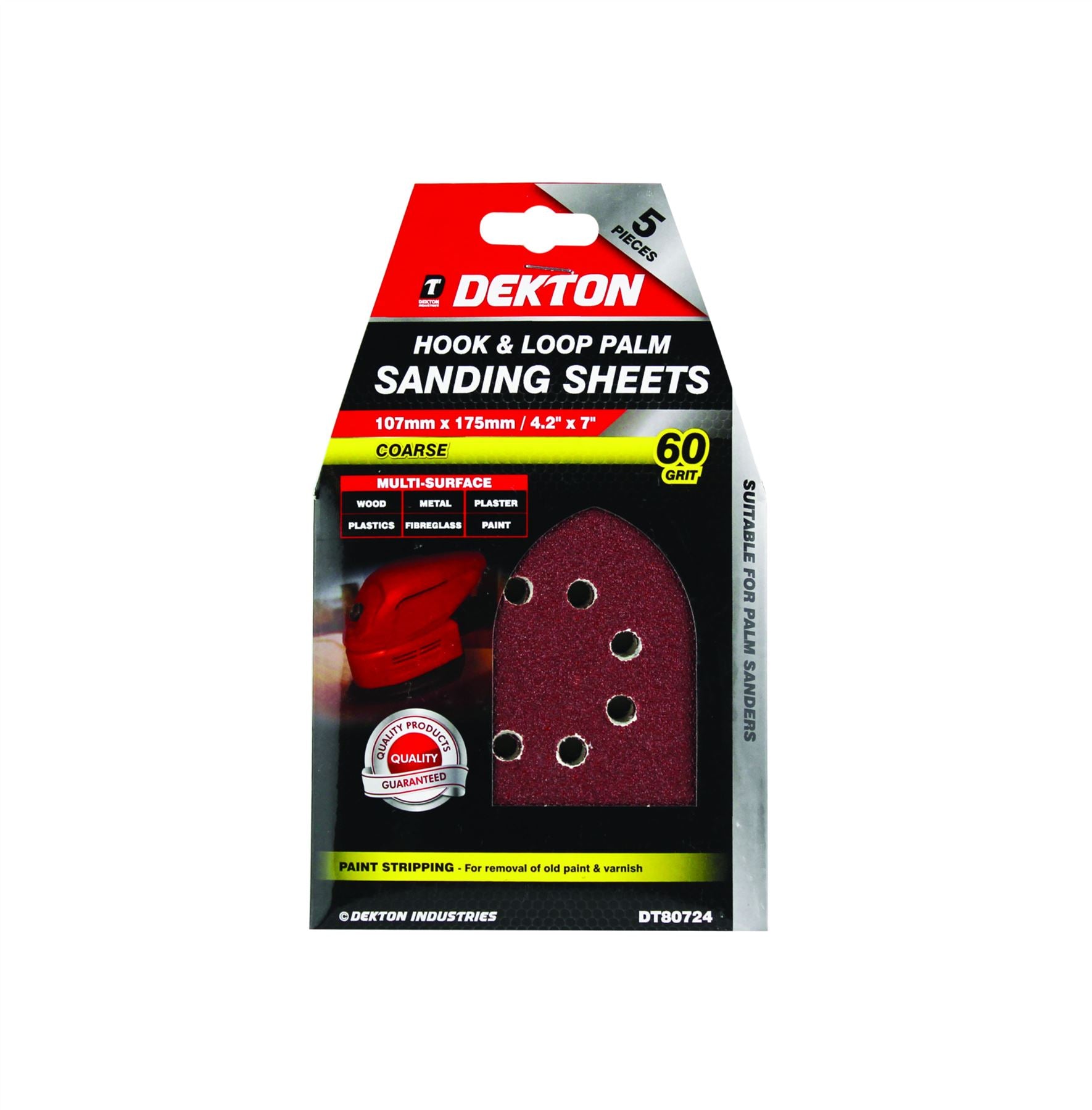 Dekton Detail Palm Sanding Pads Triangle Sheets 40 60 80 120 Or Mixed Grit 107mm