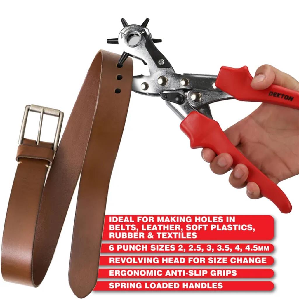 Dekton Hole Making Punch Pliers Pro Leather Belt Tool Heavy Duty Kit 6 Sizes