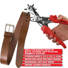 Dekton Hole Making Punch Pliers Pro Leather Belt Tool Heavy Duty Kit 6 Sizes