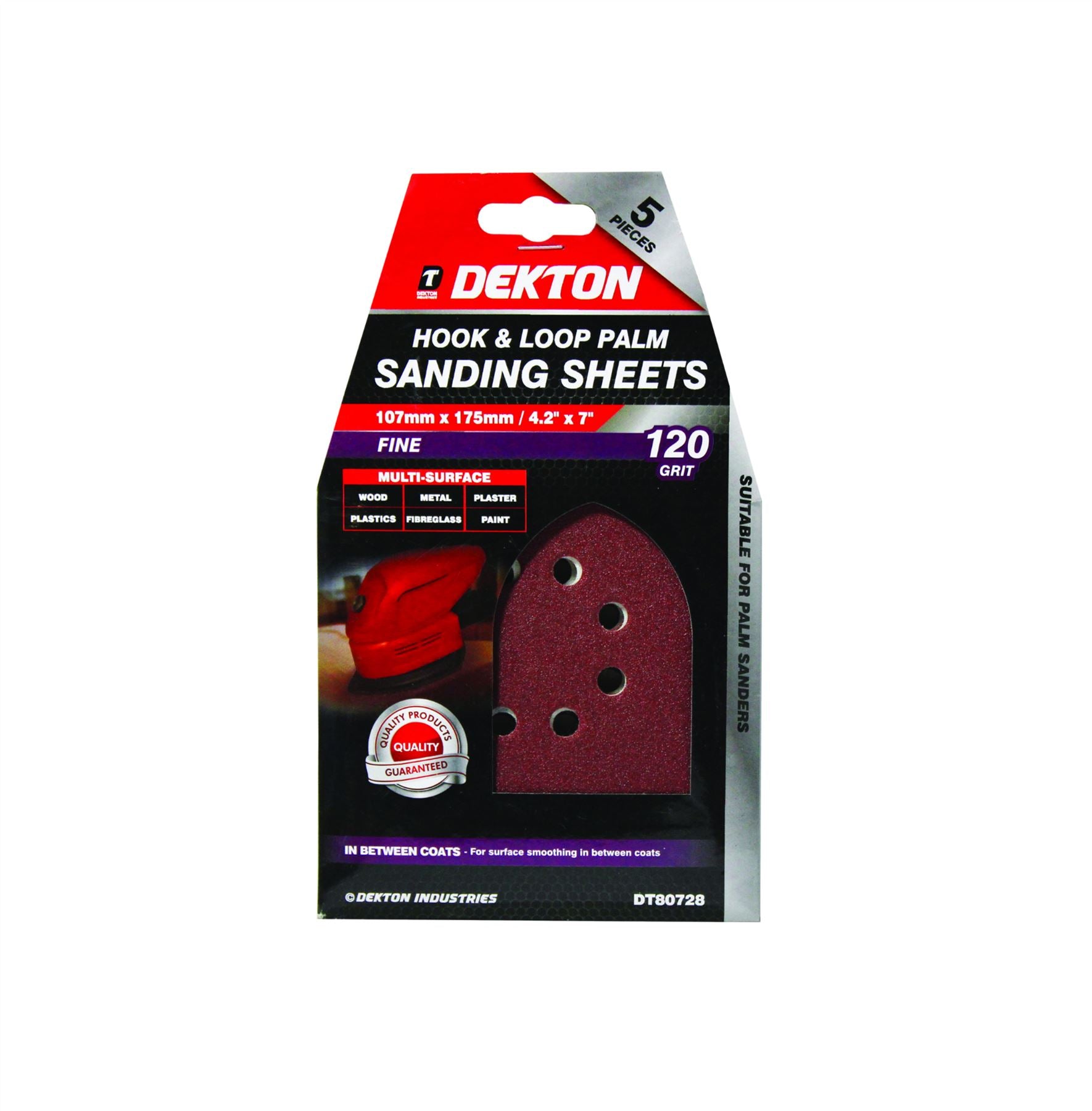 Dekton Detail Palm Sanding Pads Triangle Sheets 40 60 80 120 Or Mixed Grit 107mm