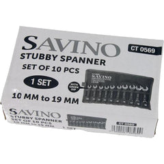 Savino 10pc Stubby Metric Combination Spanner Wrench Set 10mm - 19mm