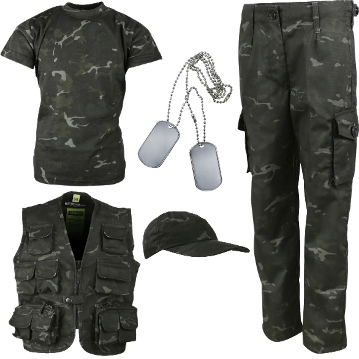 Kombat Kids Camo Explorer Kit Outfit Army Soldier Hunting Cap Set Age 3 - 13